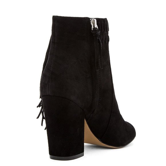 Rebecca Minkoff IRIS Fringe Bootie Sz 7.5 NIB Black Suede Open Toe Ankle Boot - Picture 3 of 7